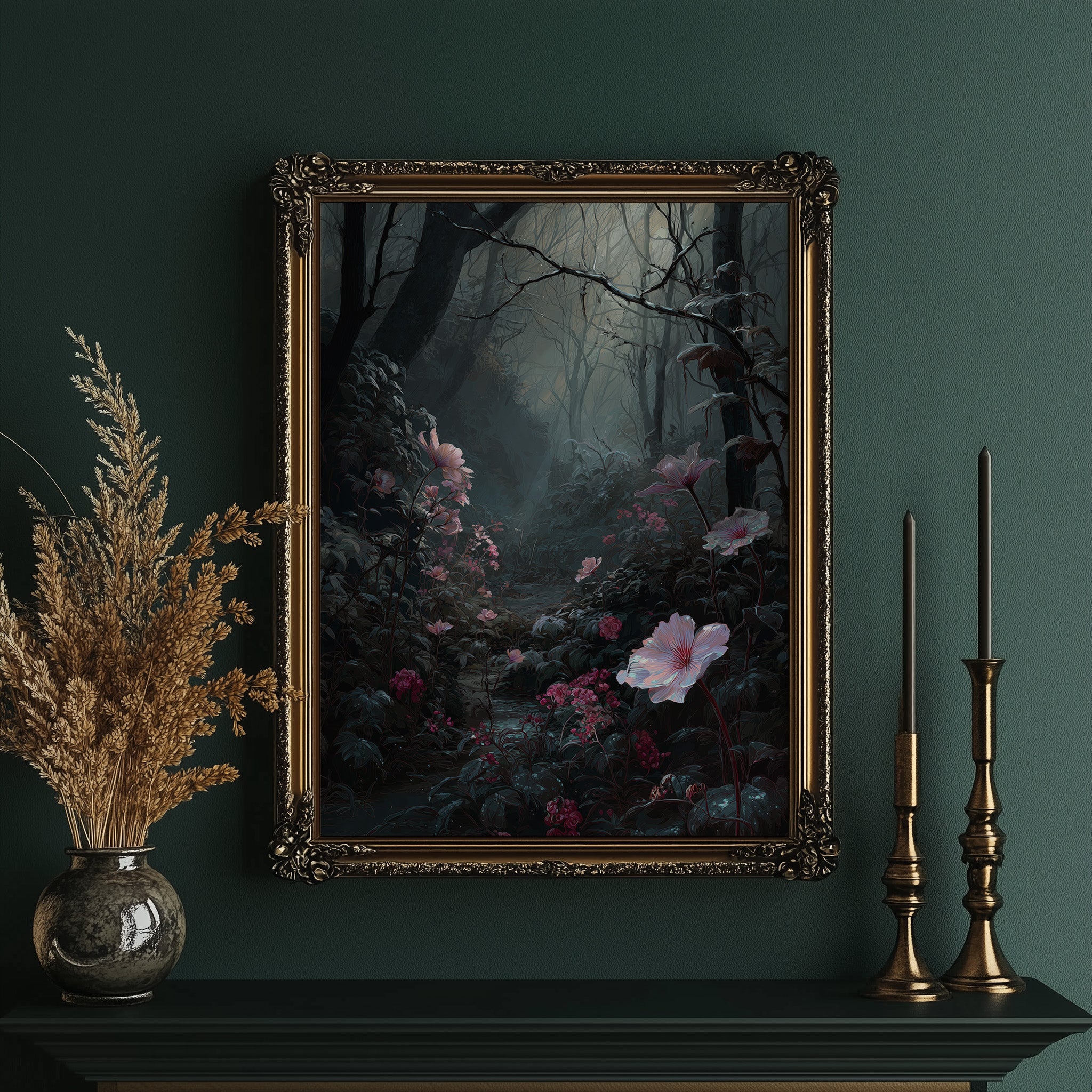 Pink Blooms Defy Misty Darkness