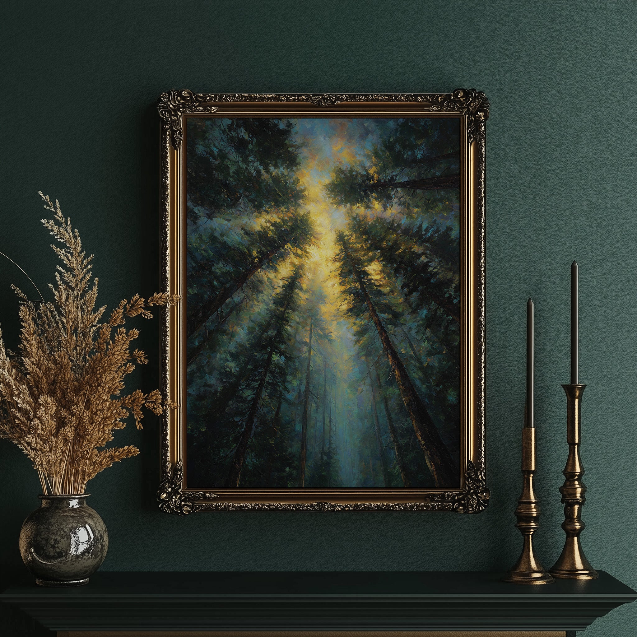 Sunbeams Pierce Ancient Forest Canopy