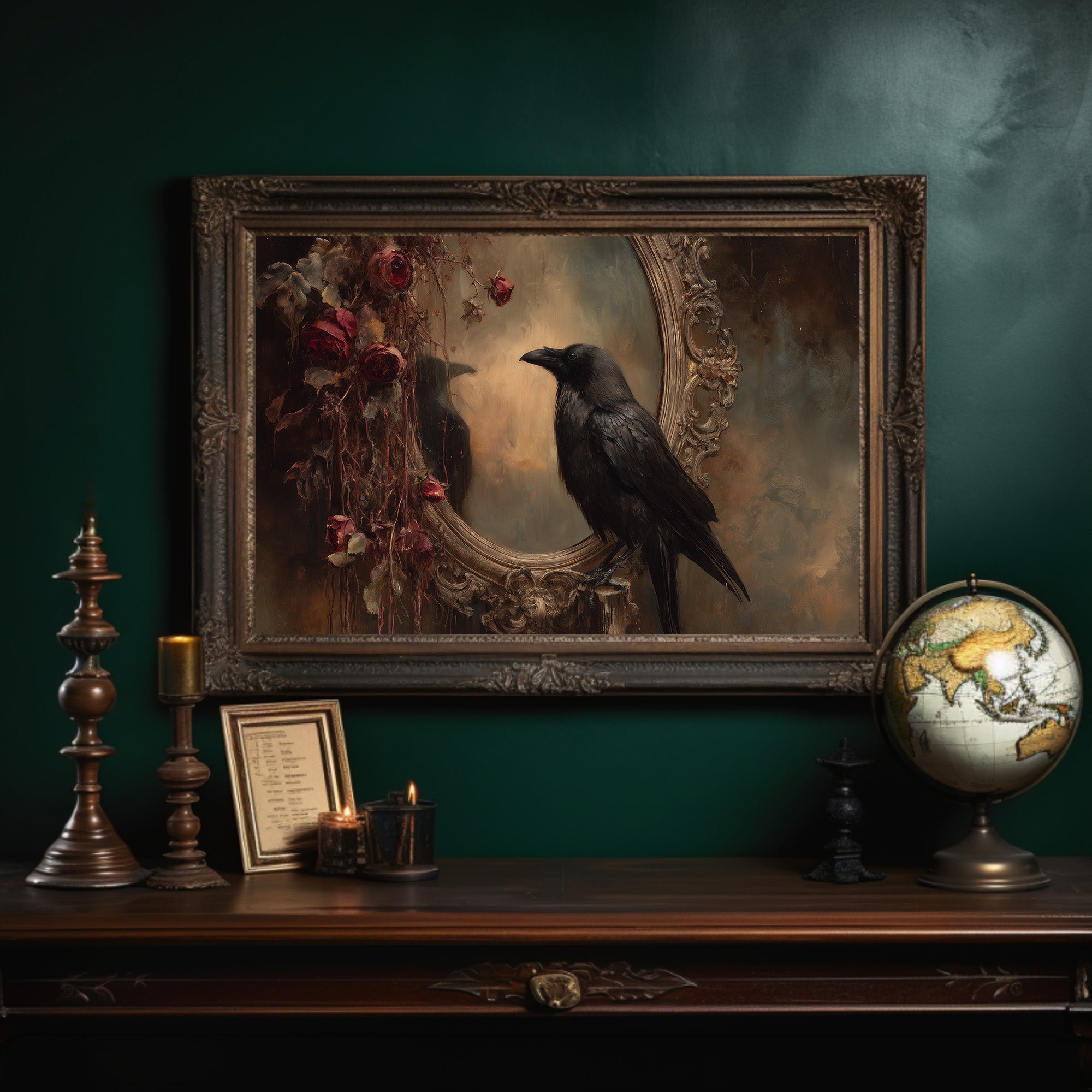 Raven Among Faded Roses