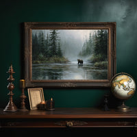 Misty River Meets Ancient Wanderer