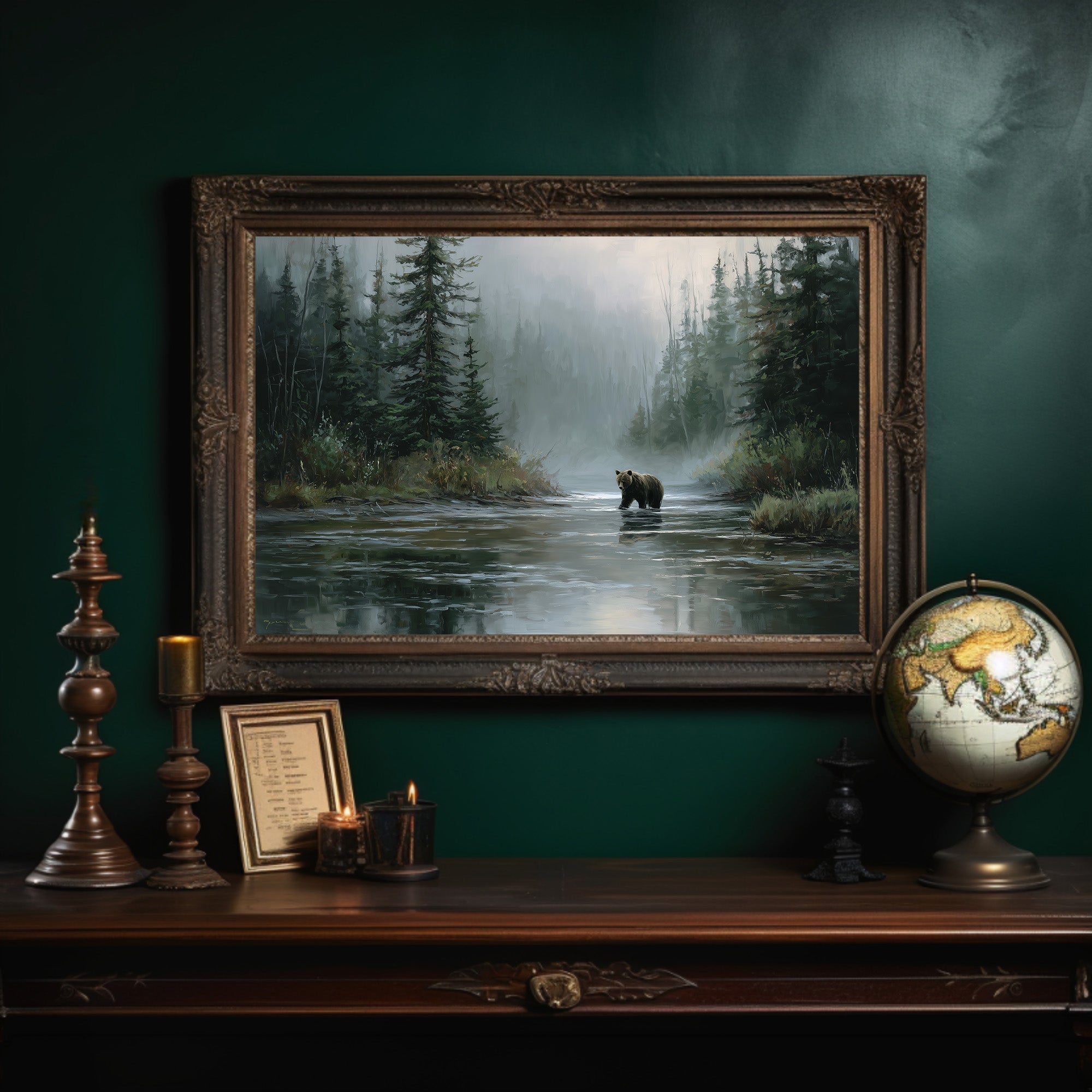 Misty River Meets Ancient Wanderer