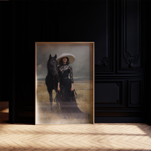 Ebony Steed Meets Golden Prairie