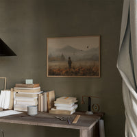 Autumn Field Watcher Stands Alone