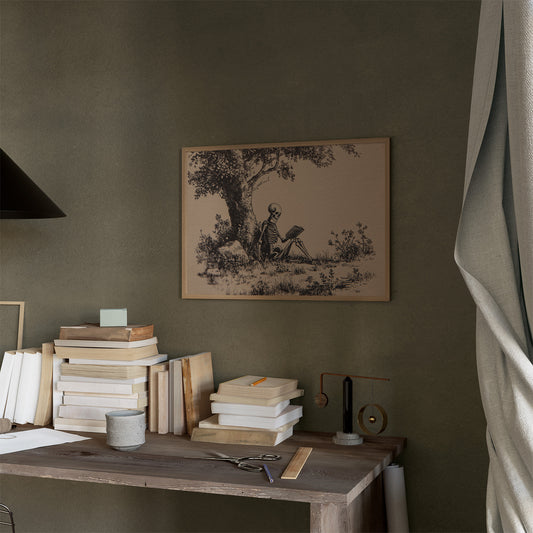 Eternal Reader Under Oak Boughs