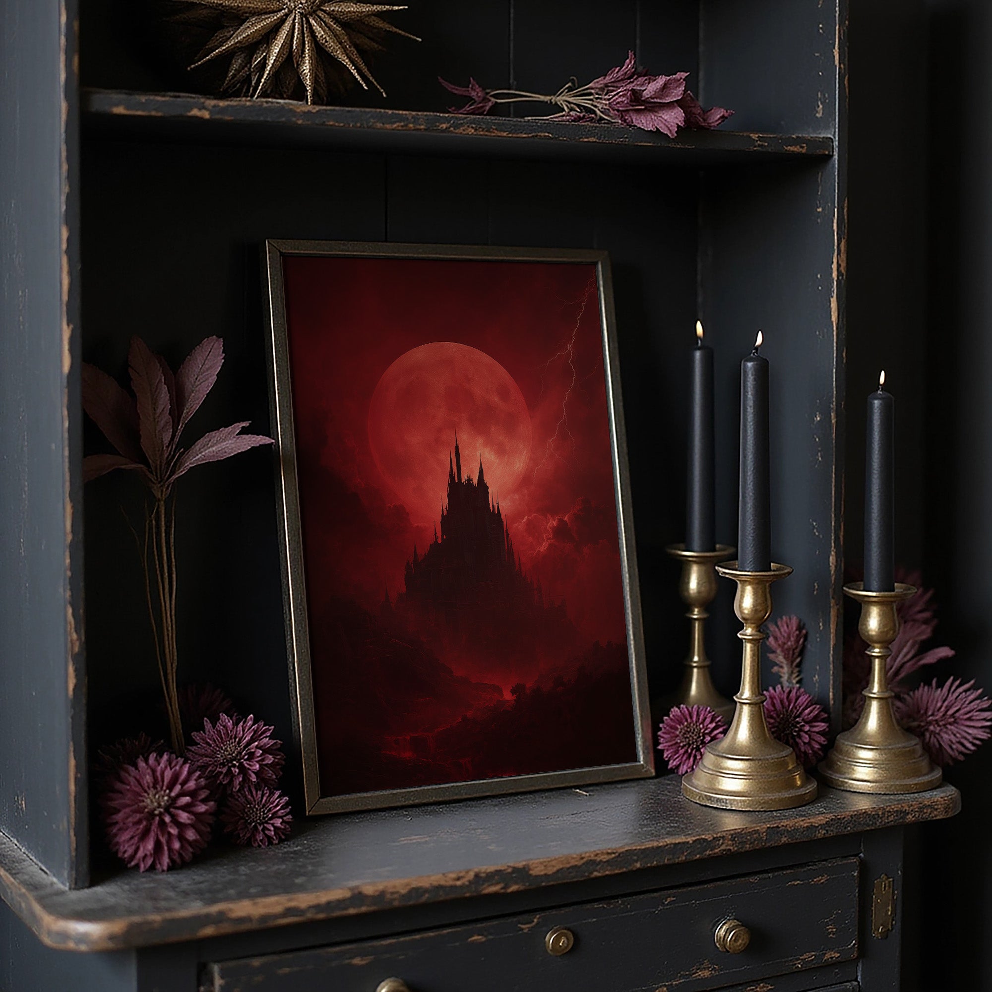 Crimson Castle Under Blood Moon