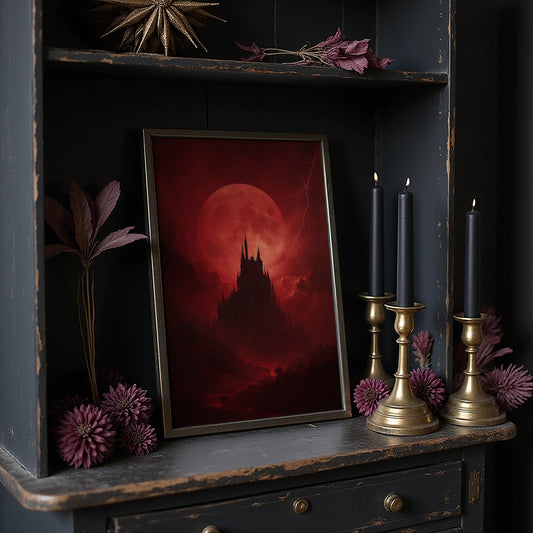 Crimson Castle Under Blood Moon