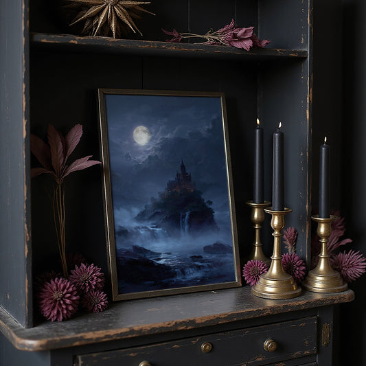 Castle Perched Above Midnight Tides