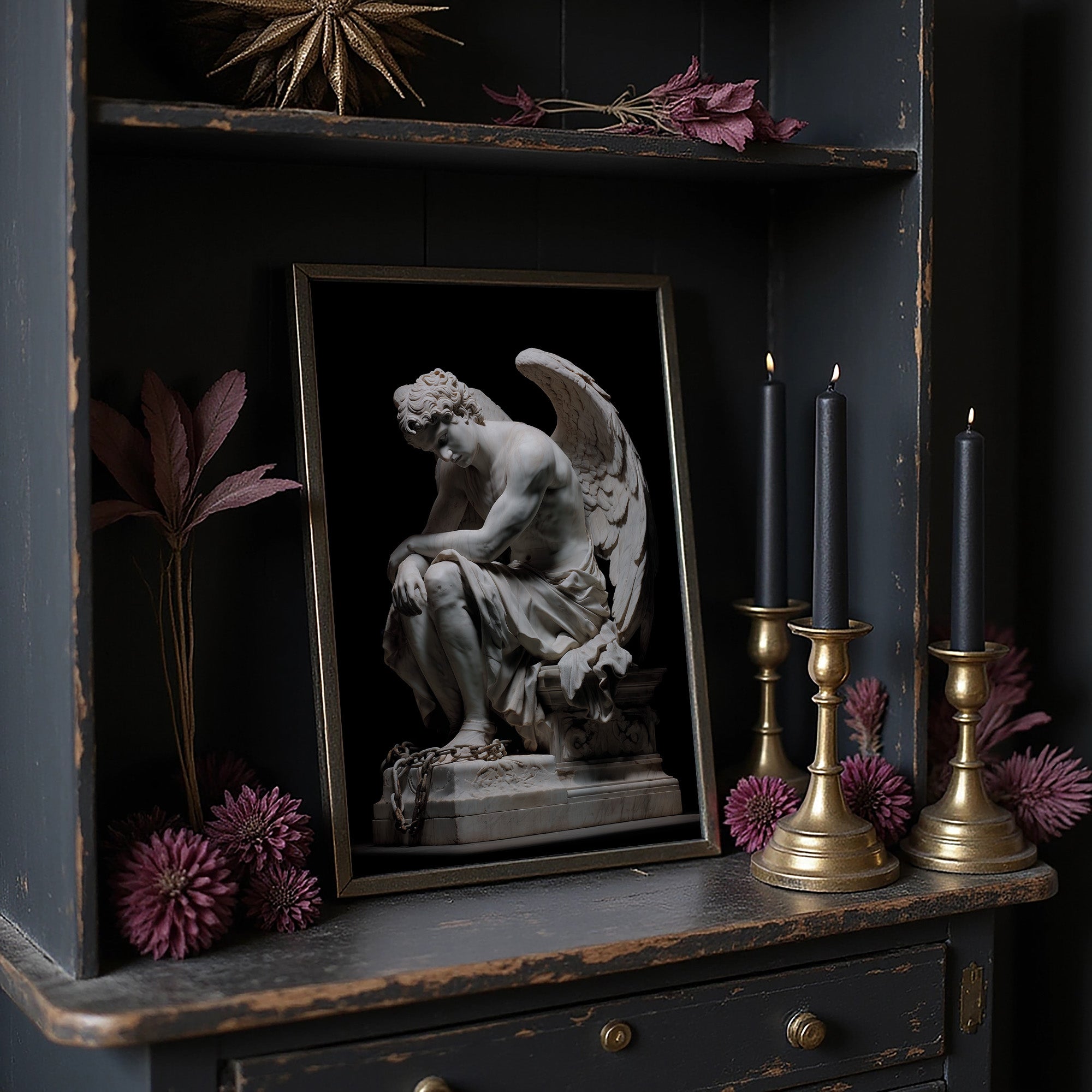 Marble Wings Against Dark Walls