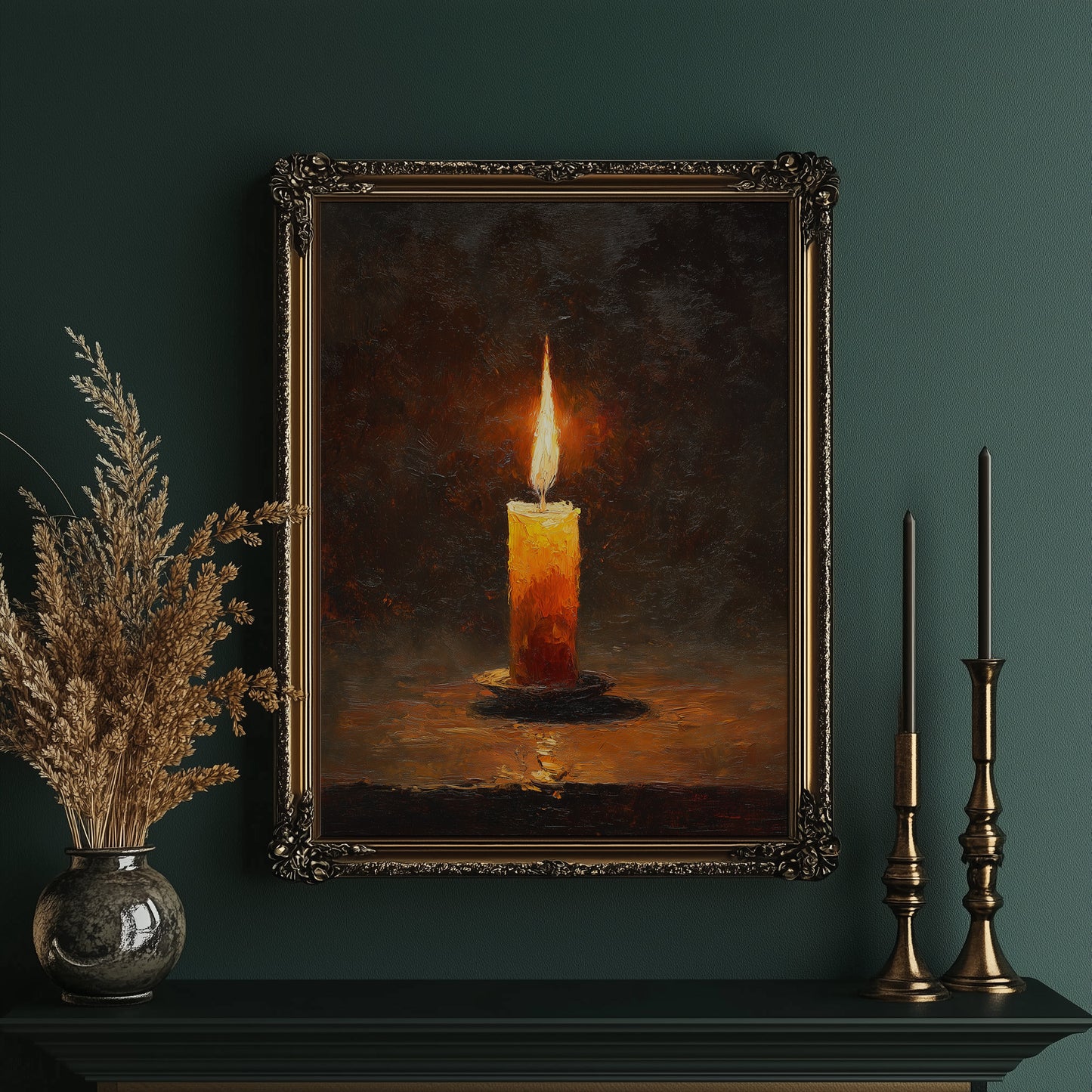 Amber Flame Against Darkness Waits