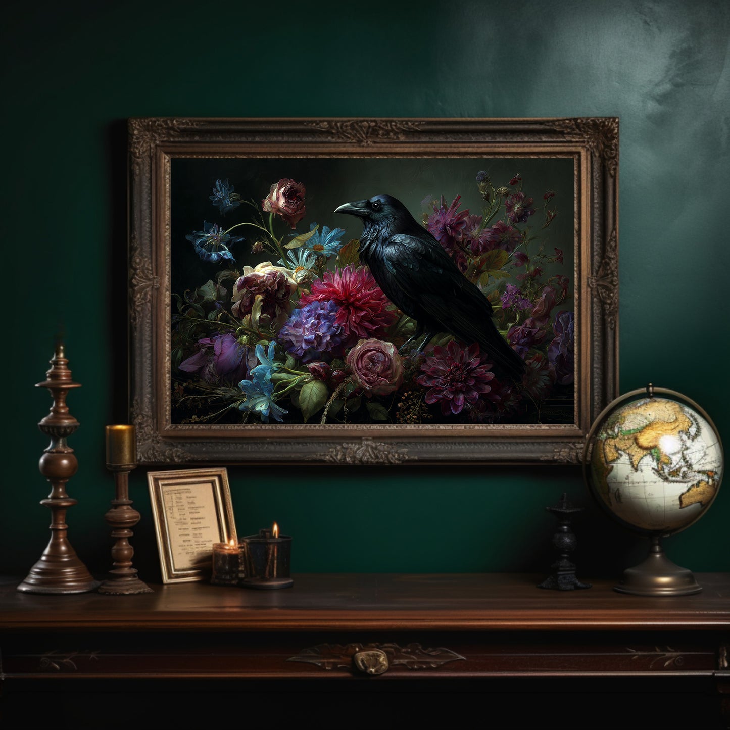 Raven's Tale Among Velvet Blooms