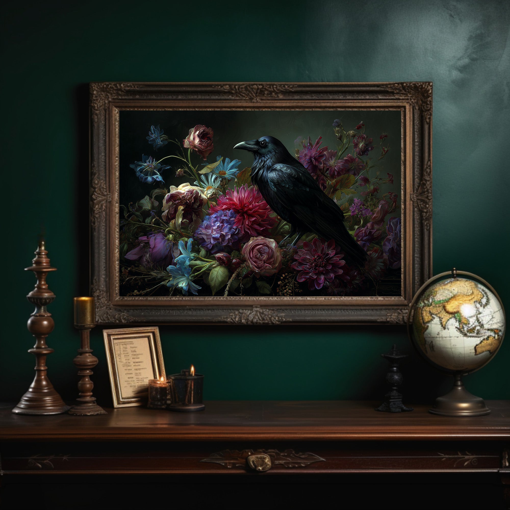 Raven's Tale Among Velvet Blooms