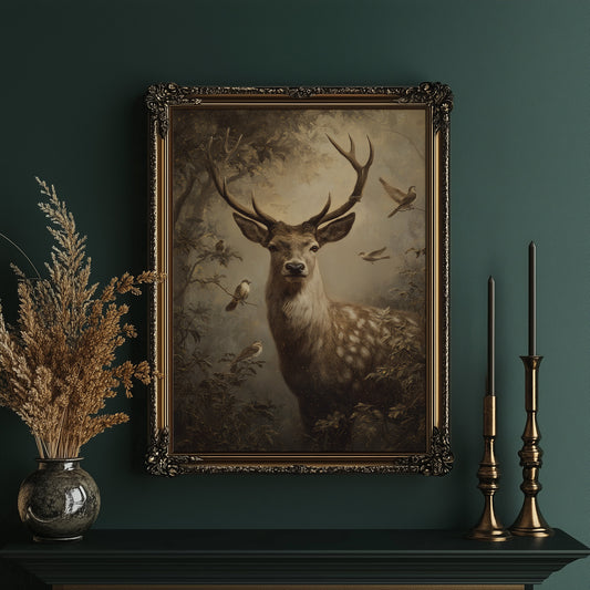 Noble Stag In Misty Forest