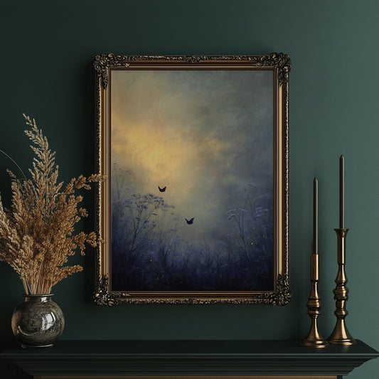Birds Dance Through Golden Fog
