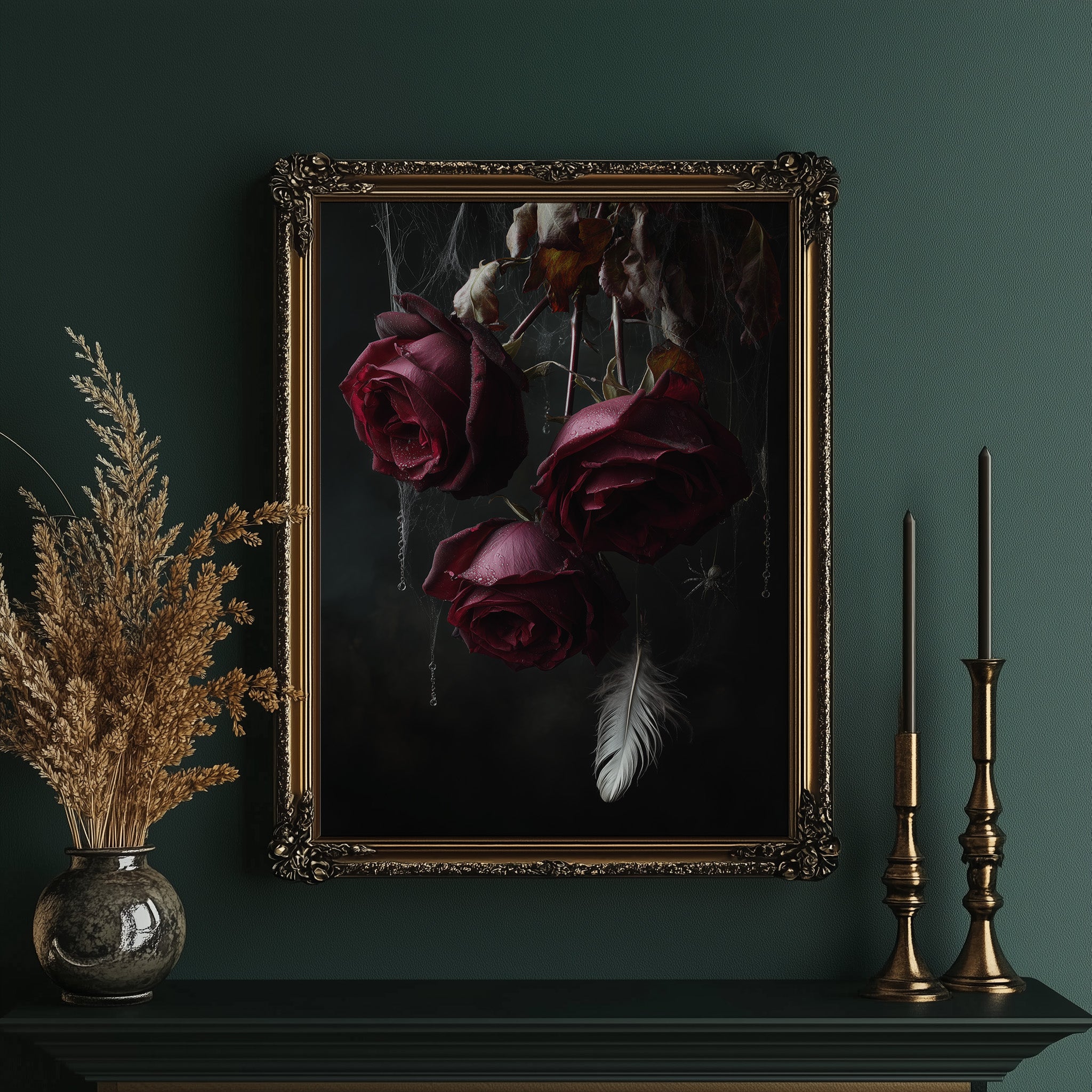 Crimson Blooms Against Midnight Sky