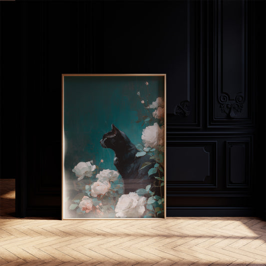 Midnight Prowl Among Pale Blooms