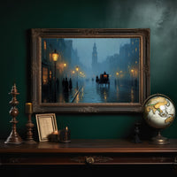 Lantern Mist On Cobblestone Passage