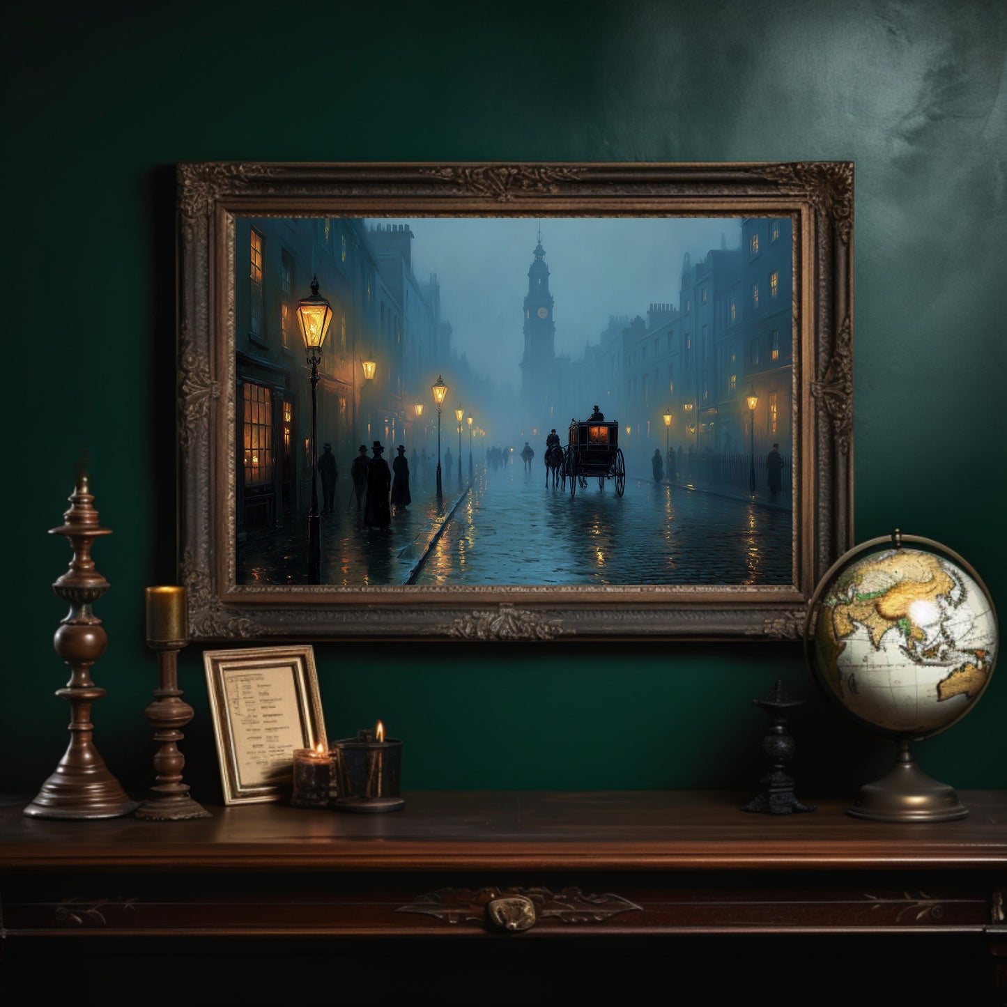 Lantern Mist On Cobblestone Passage