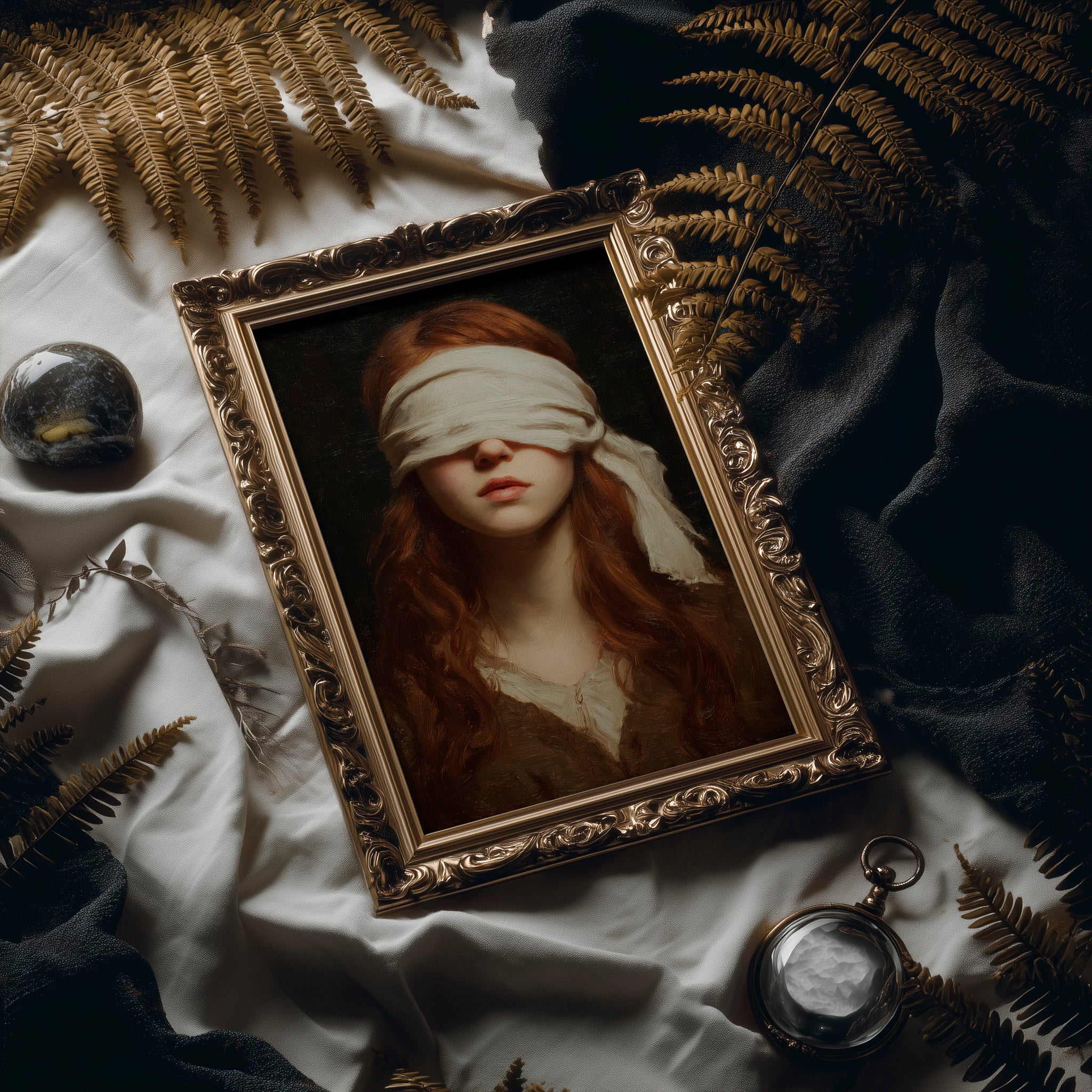 Copper Locks Behind Linen Fold