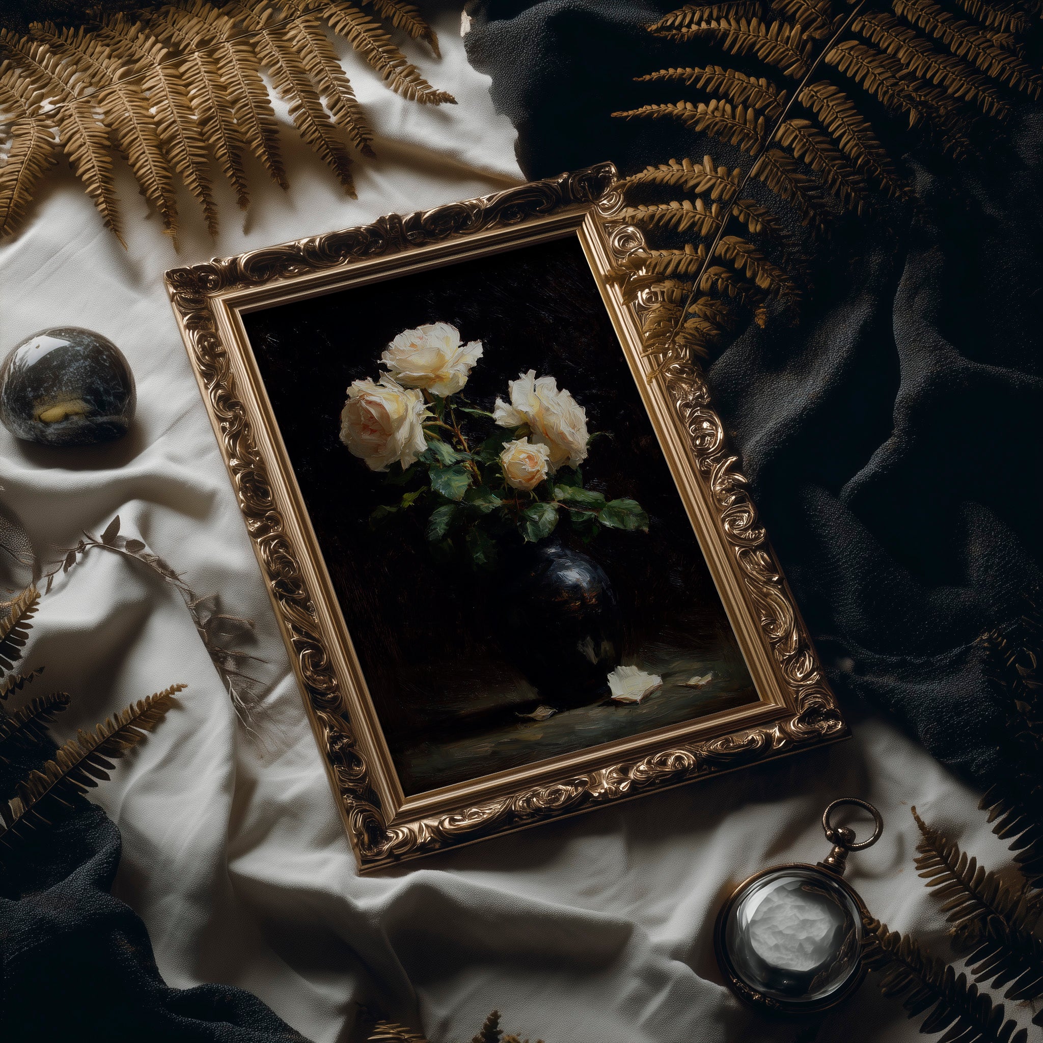 Pale Blooms Against Midnight Walls