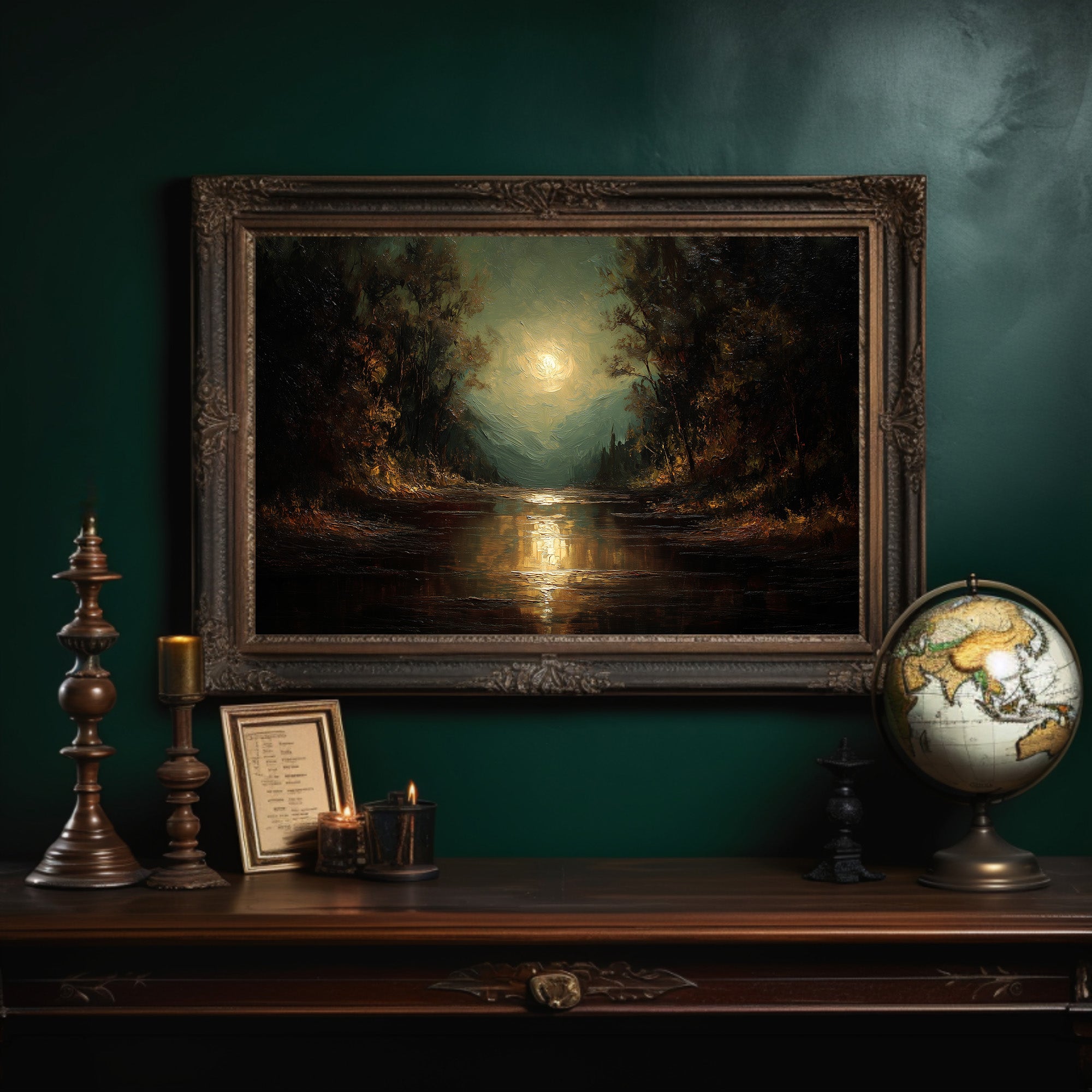 Moonlit River Between Ancient Trees