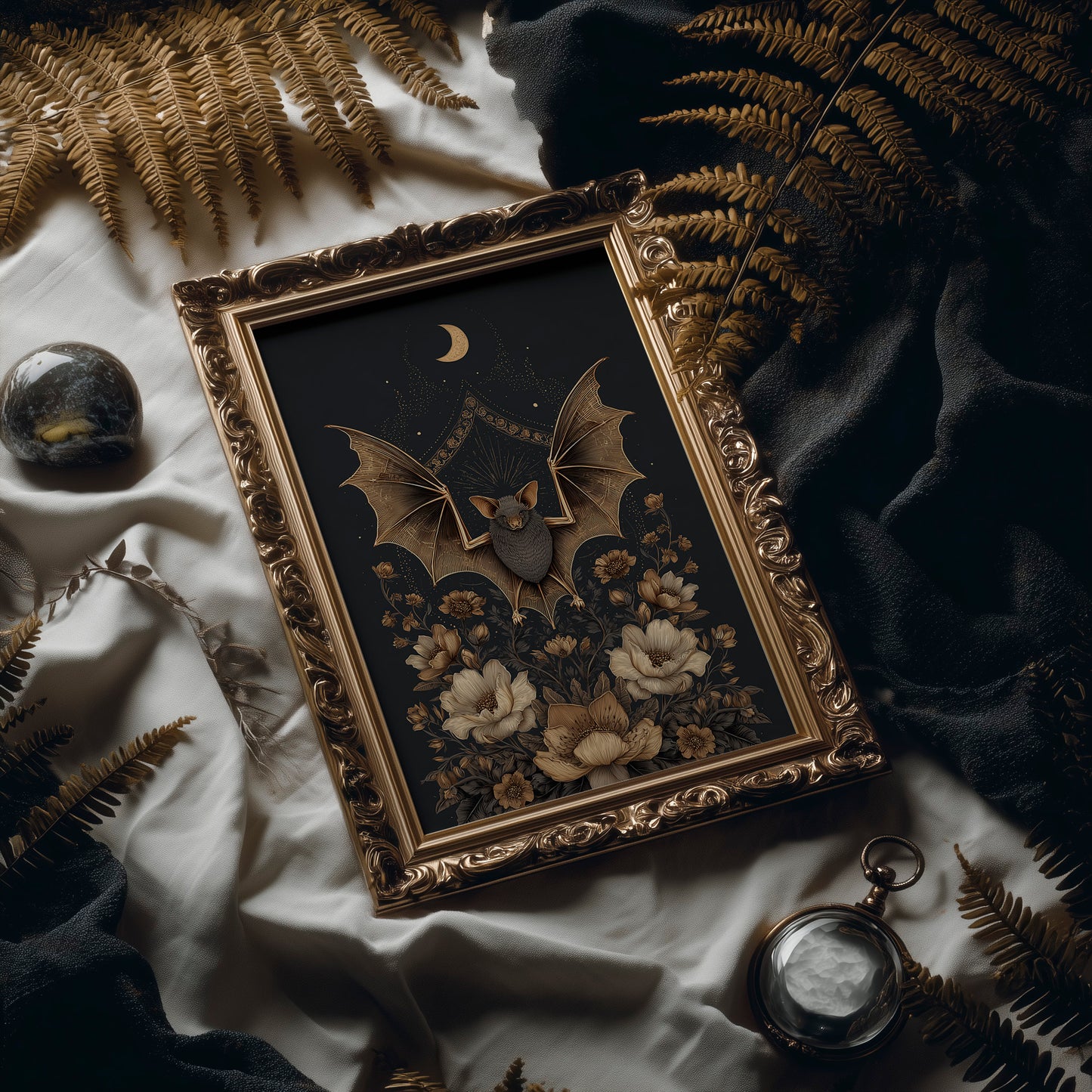 Midnight Blooms Under Copper Wings