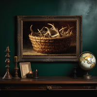 Antlers Gathered In Woven Basket