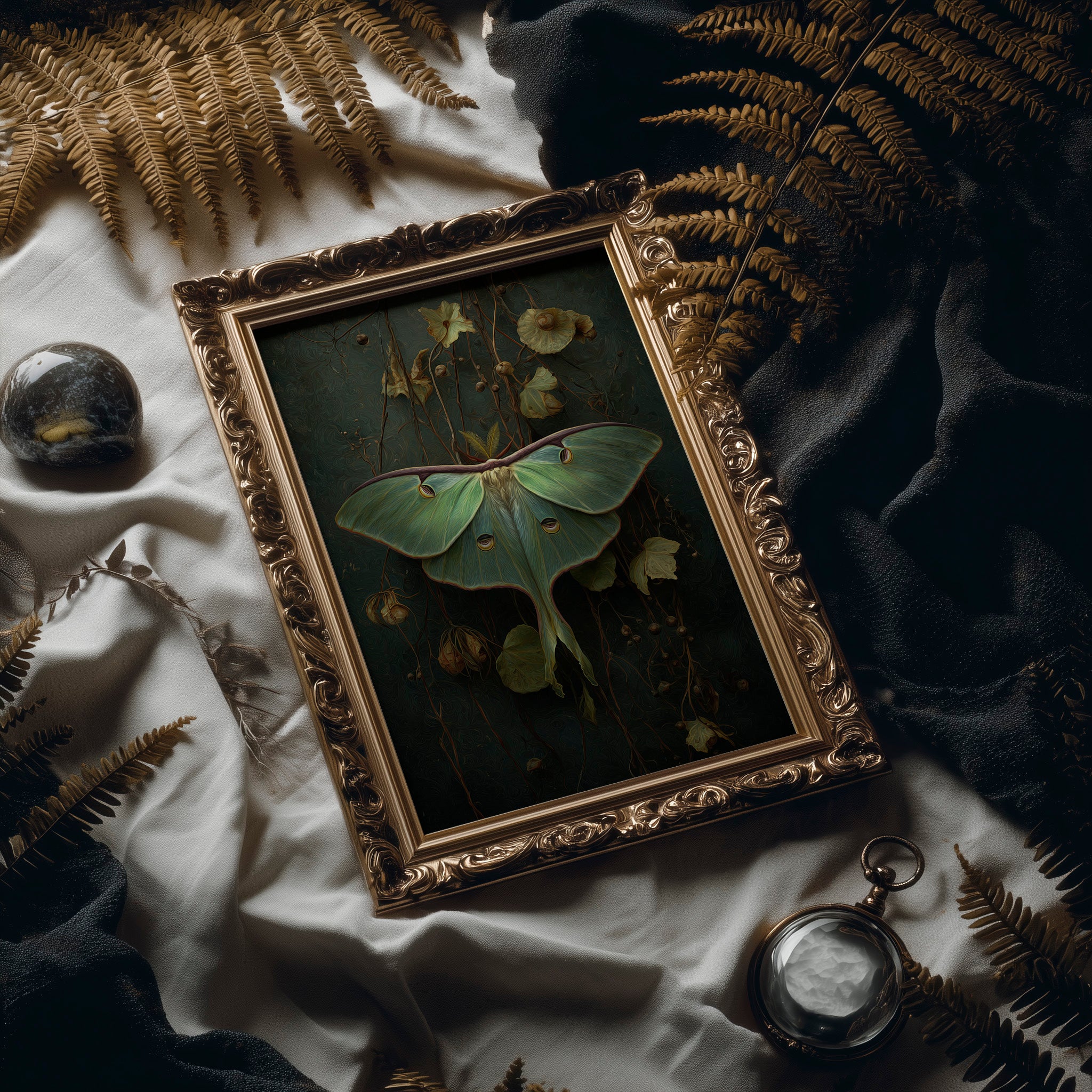 Midnight Moth Among Faded Blooms