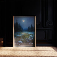 Midnight Meadow Bathes In Moonlight