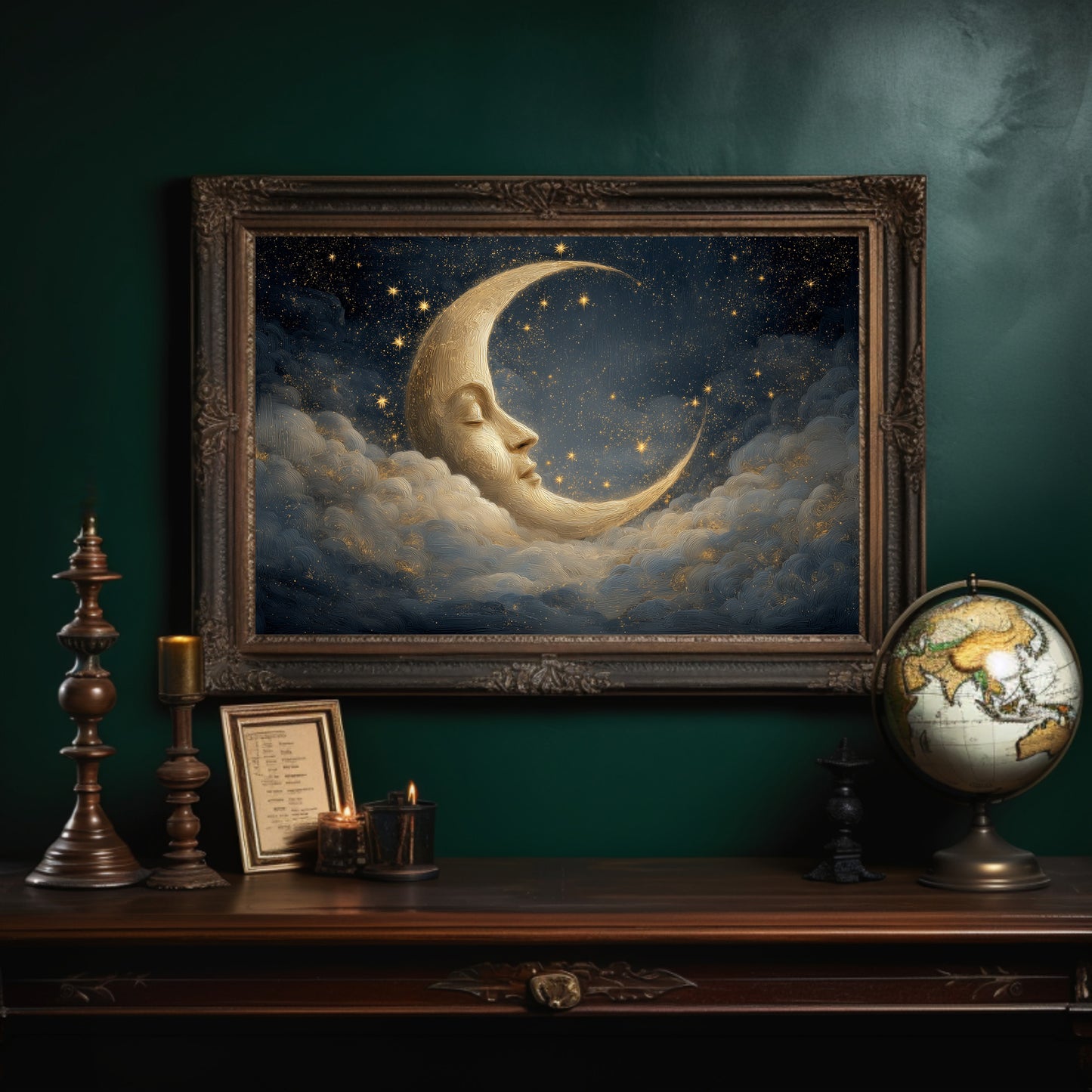 Crescent Dreams Among Starry Skies