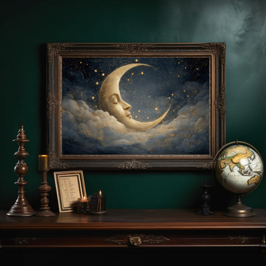 Crescent Dreams Among Starry Skies