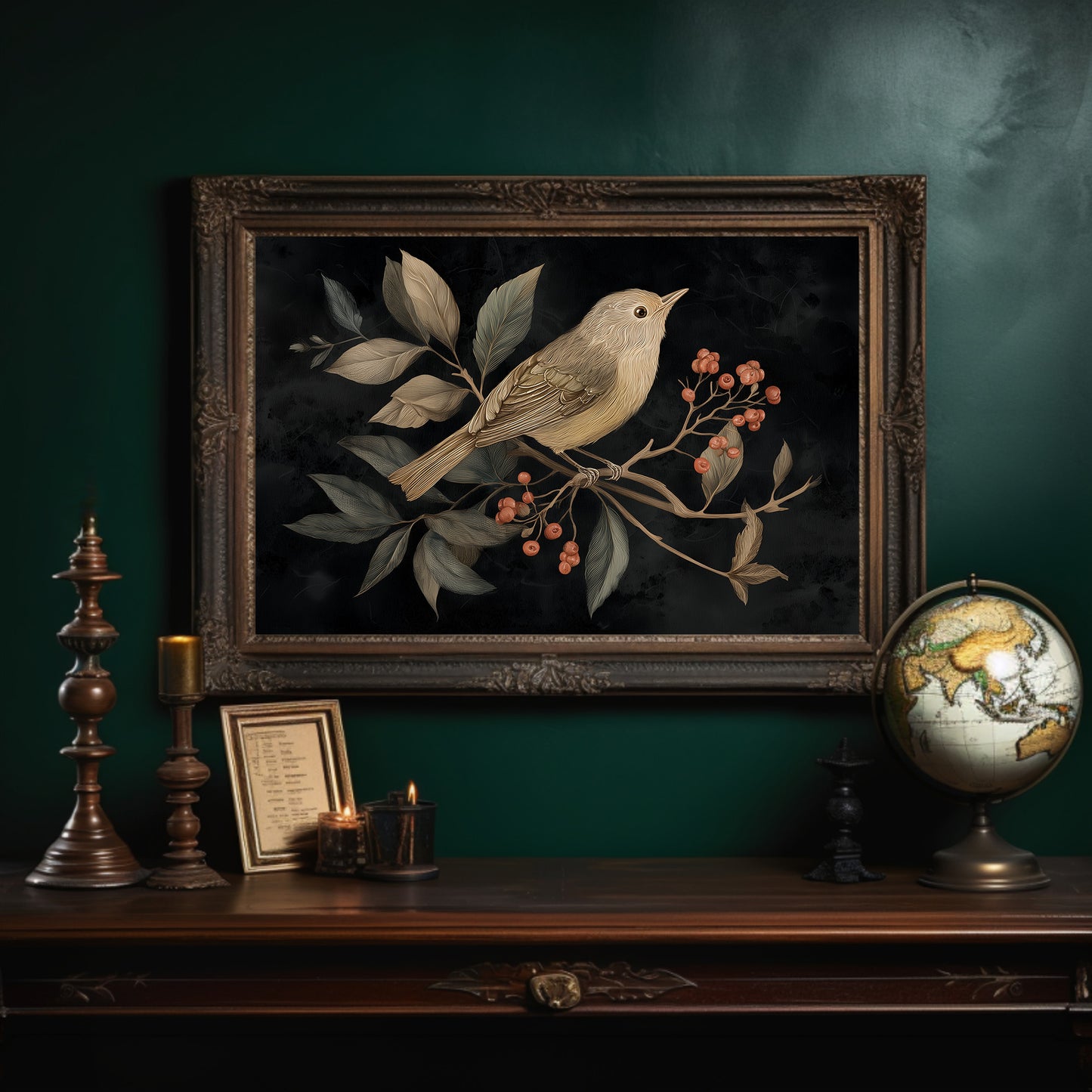 Songbird Among Autumn Berries