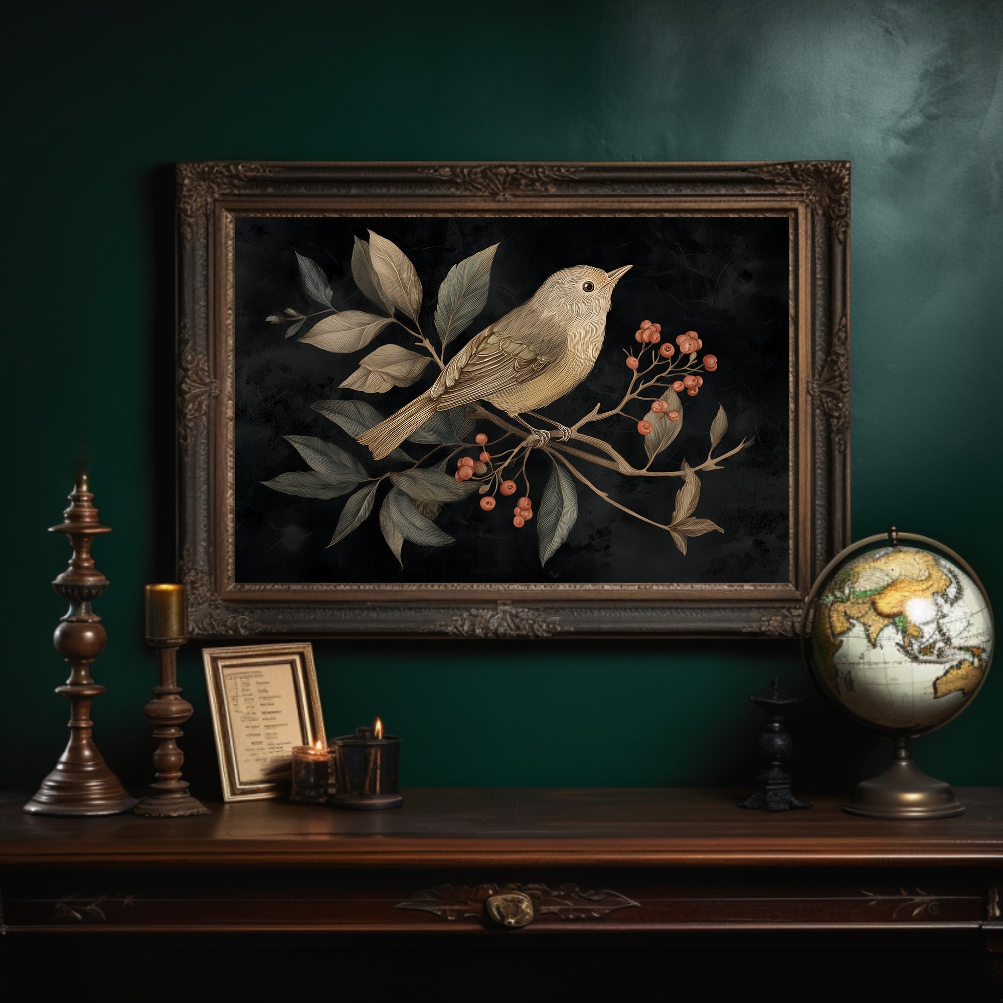 Songbird Among Autumn Berries