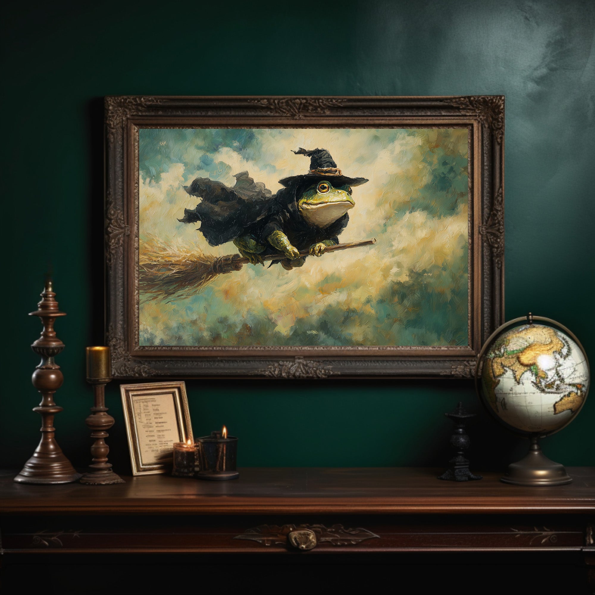 Frog Wizard Soars Through Clouds