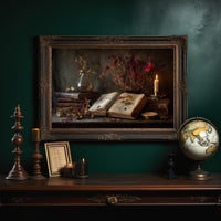 Candlelit Pages Among Pressed Flowers