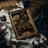 Midnight Moth Among Golden Blooms