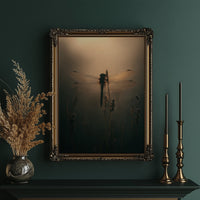 Dragonfly Pauses In Amber Light