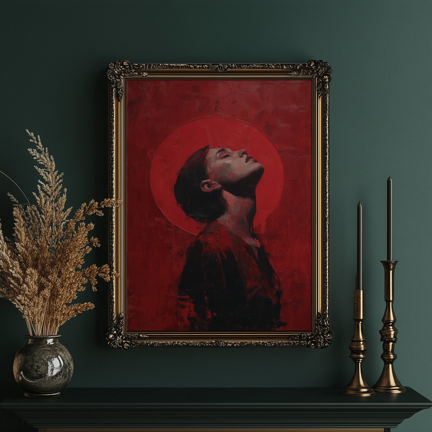 Crimson Halo Against Midnight Walls