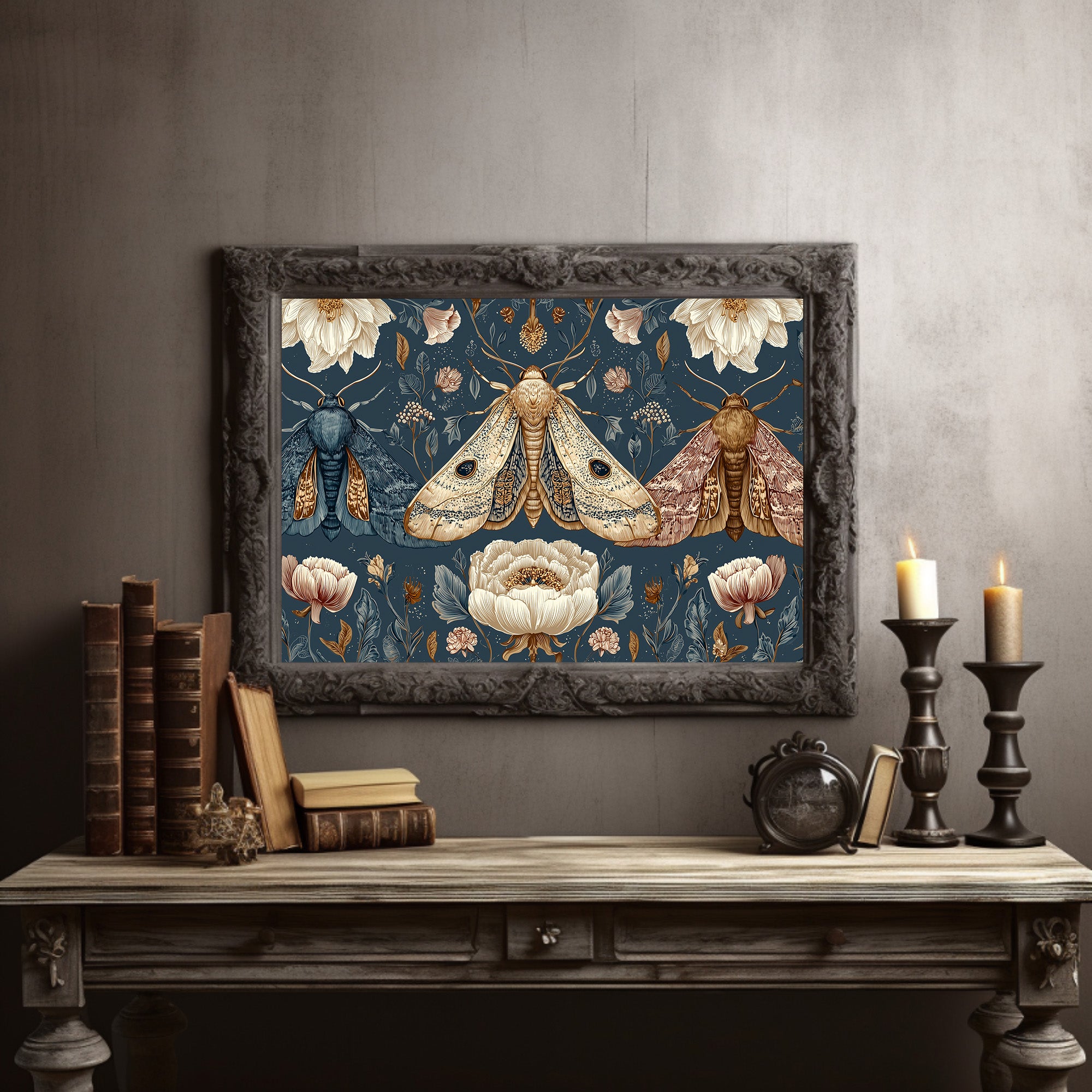 Night Moths Among Blooming Peonies