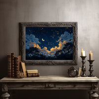 Crescent Sky Above Forest Silhouettes