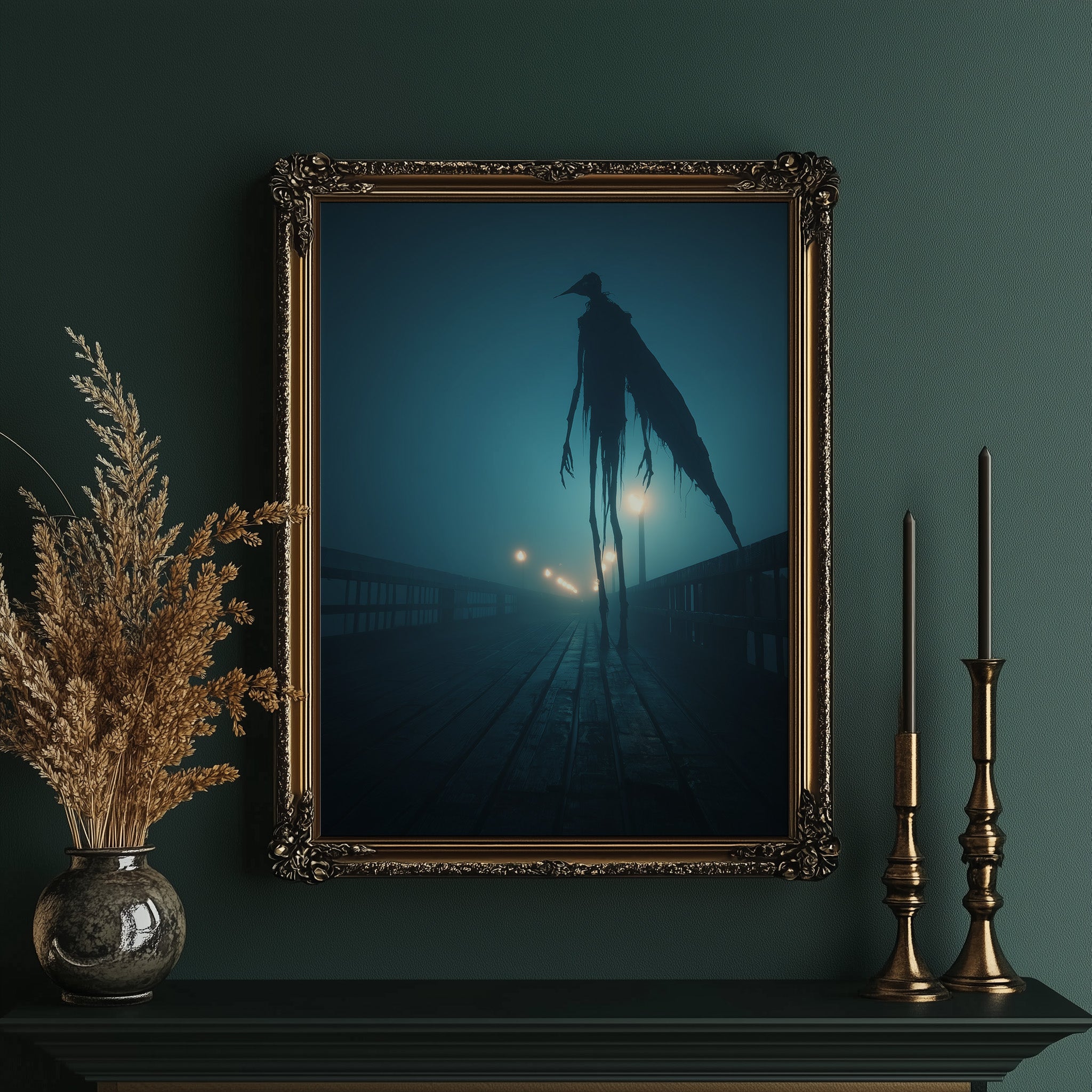 Midnight Sentinel On Foggy Pier