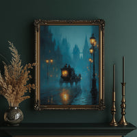 Midnight Carriage Through Teal Fog