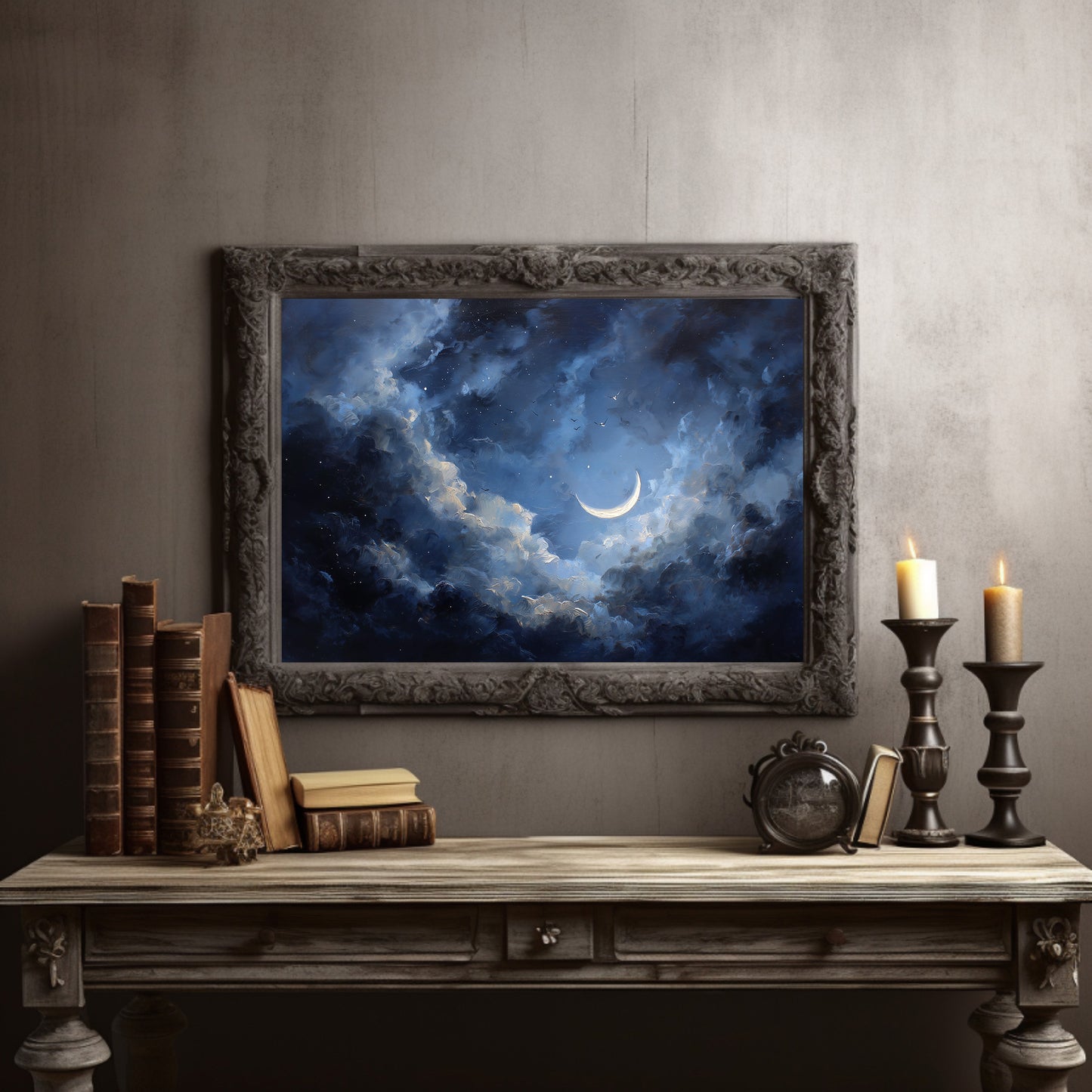 Sliver Moon Among Stormy Clouds