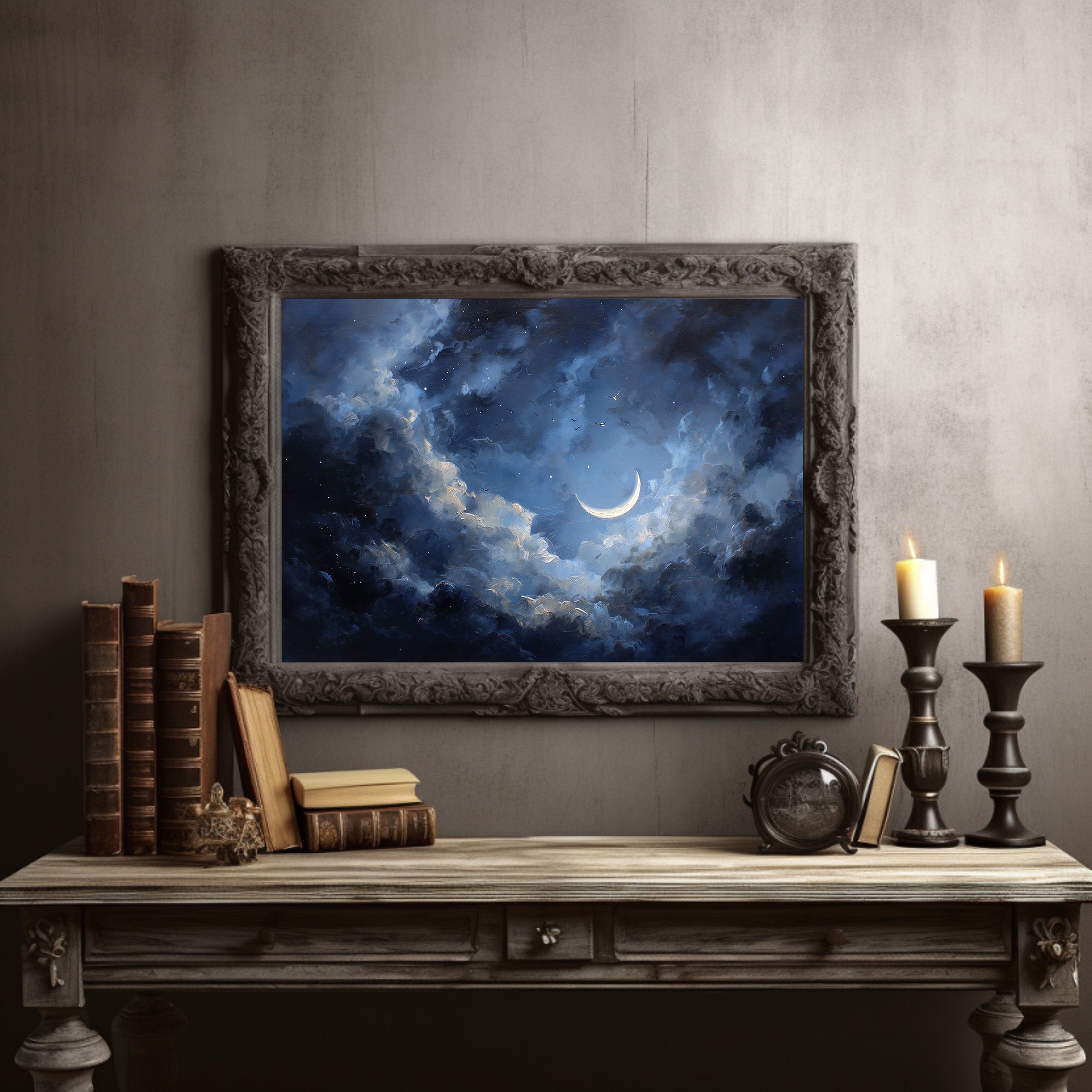 Sliver Moon Among Stormy Clouds