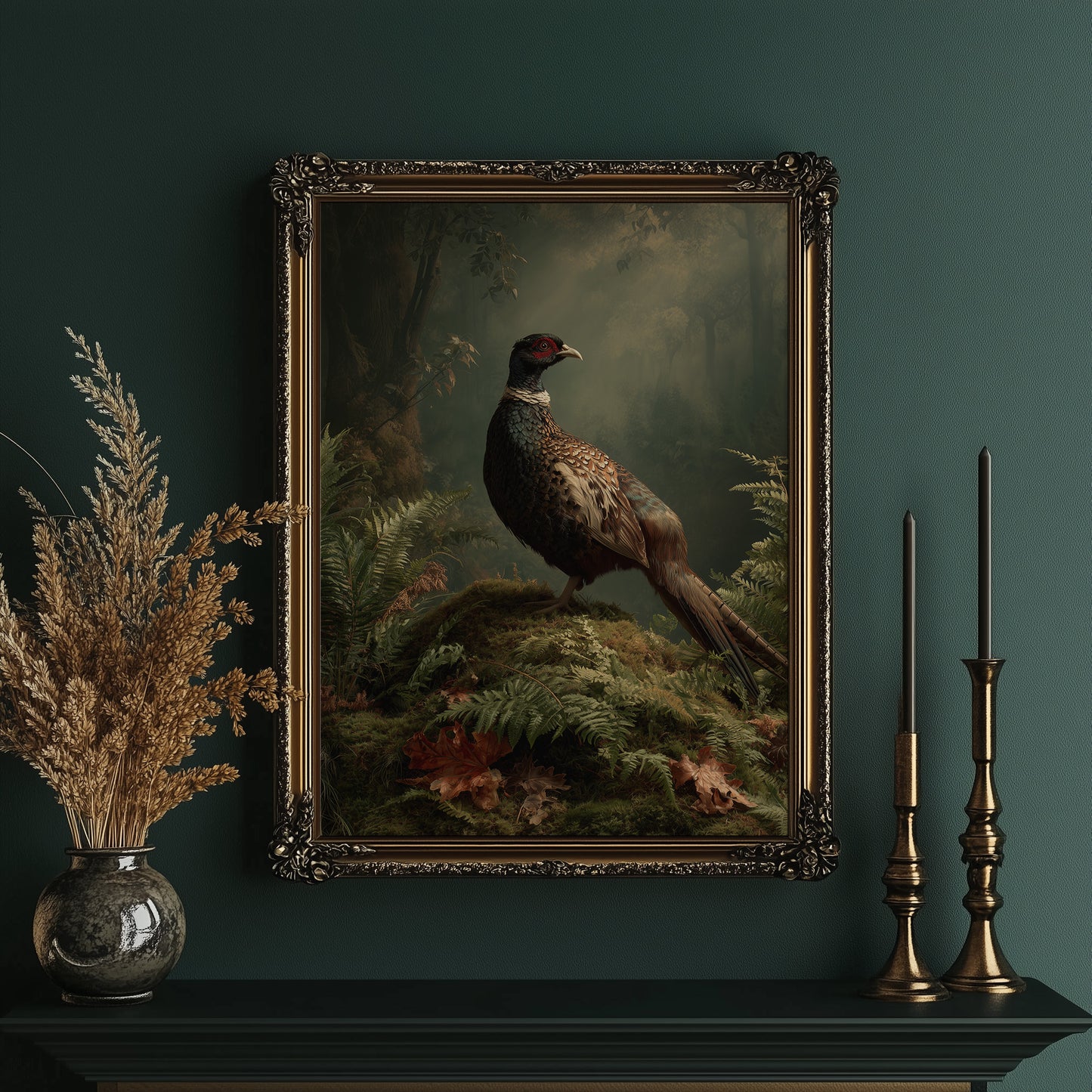 Noble Pheasant Among Forest Ferns