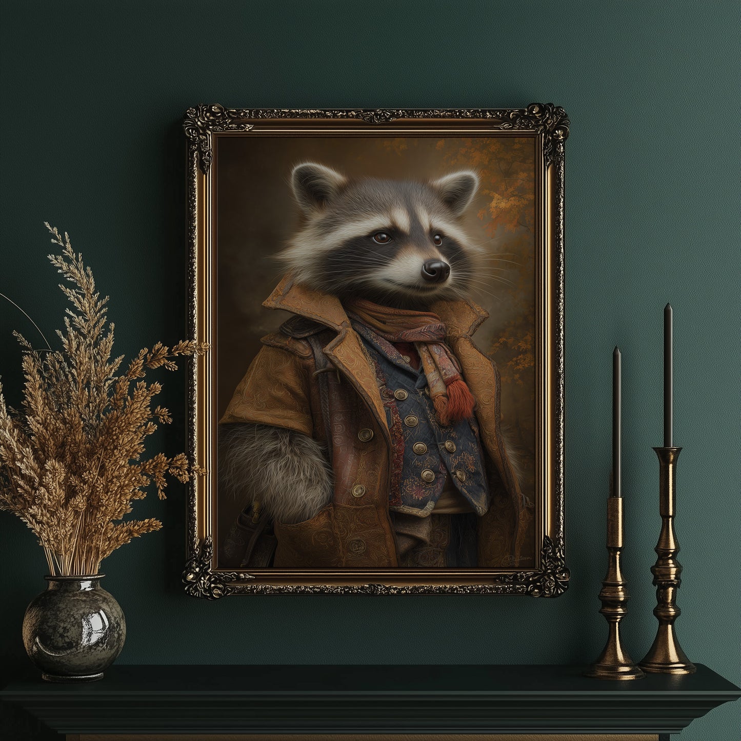 Noble Raccoon In Vintage Attire