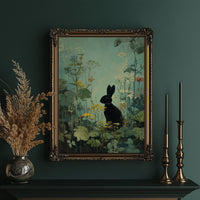 Midnight Hare Among Wildflowers