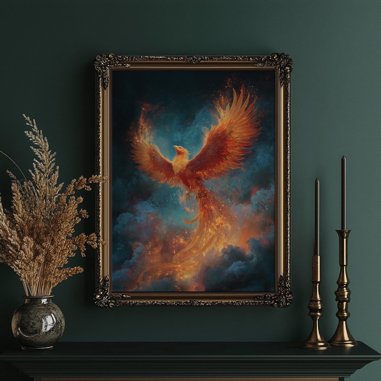 Flame Wings Against Midnight Sky