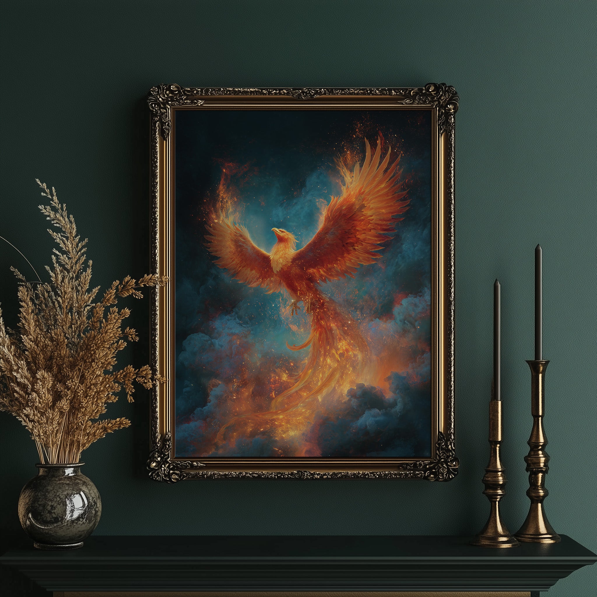 Flame Wings Against Midnight Sky