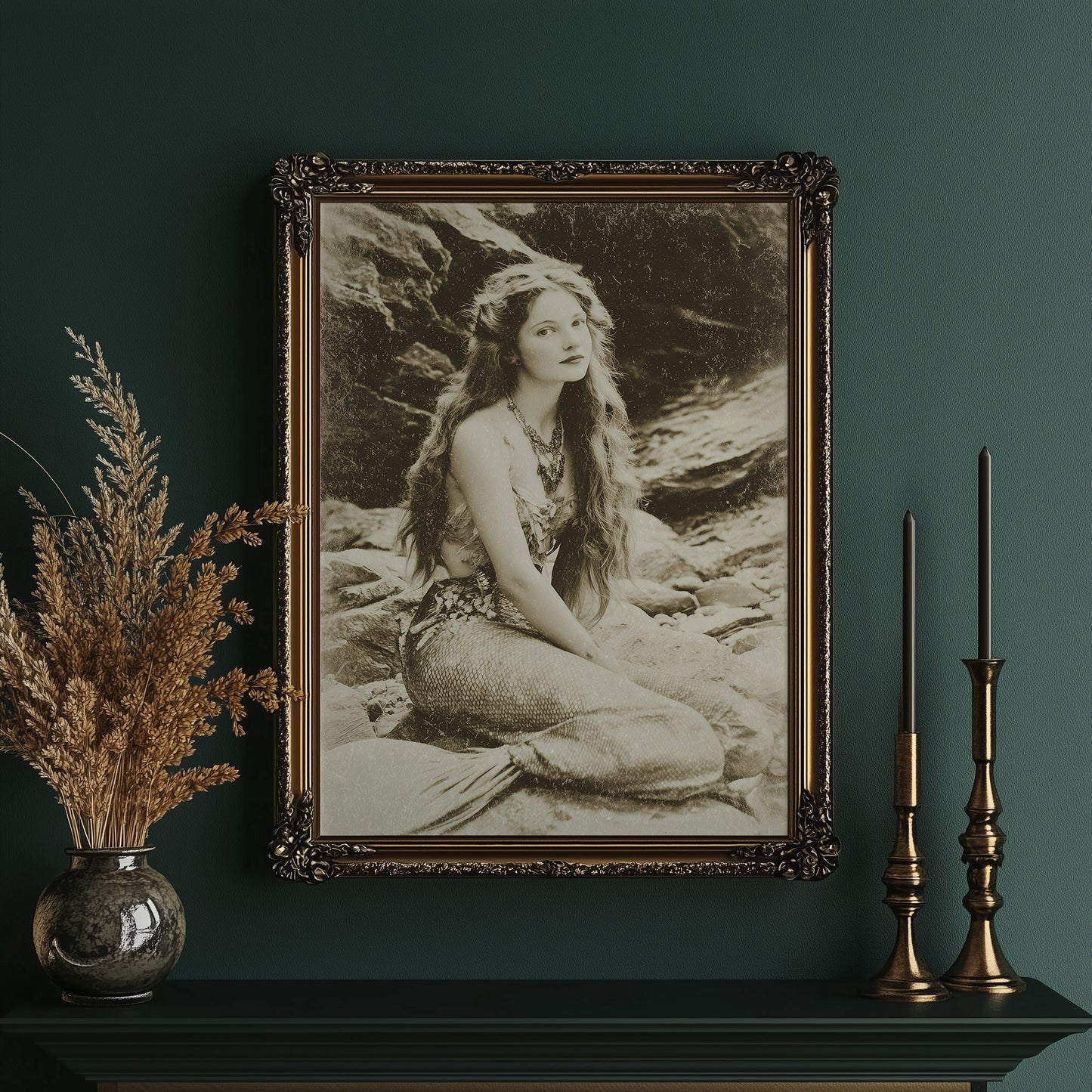 Vintage Waves Against Rocky Shore