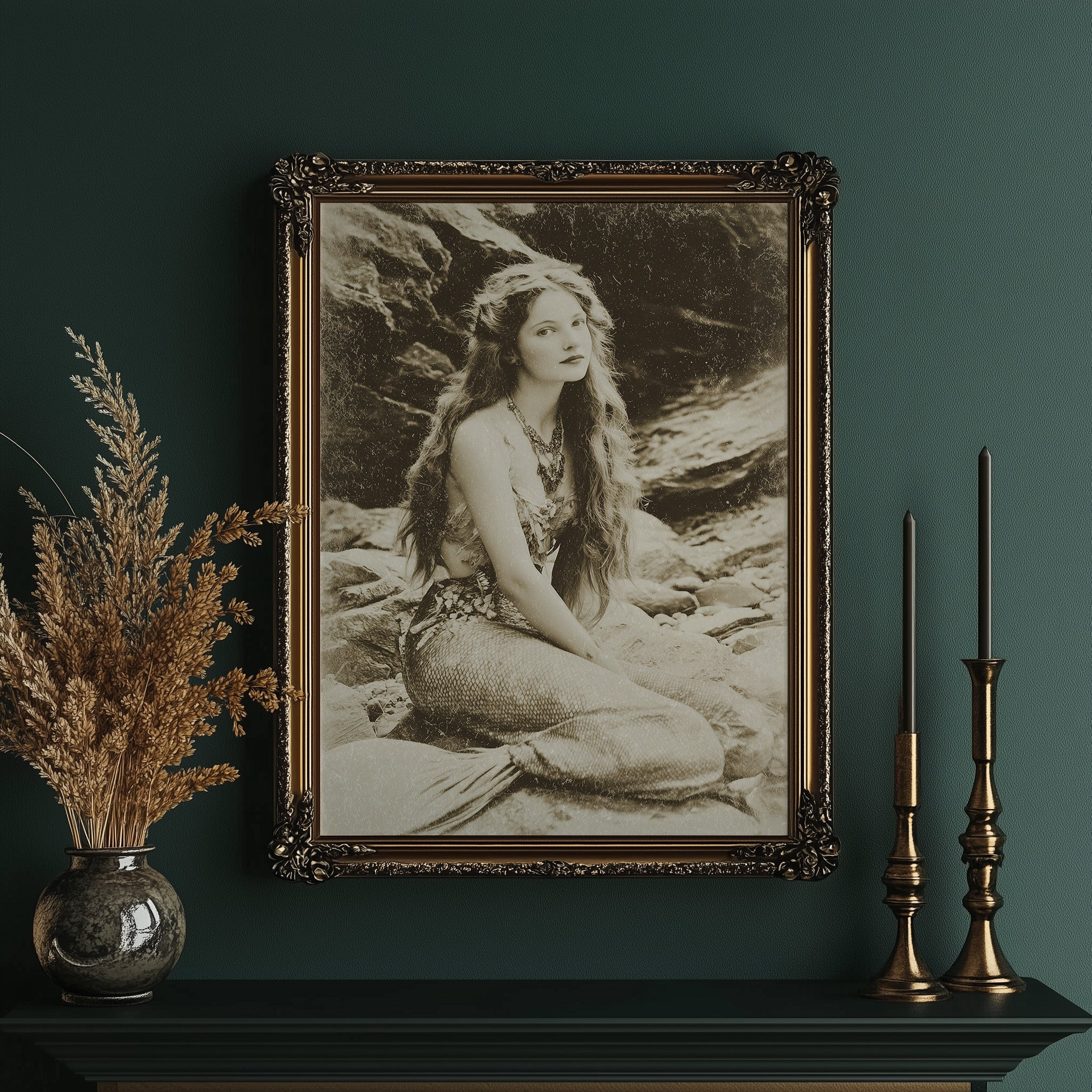 Vintage Waves Against Rocky Shore